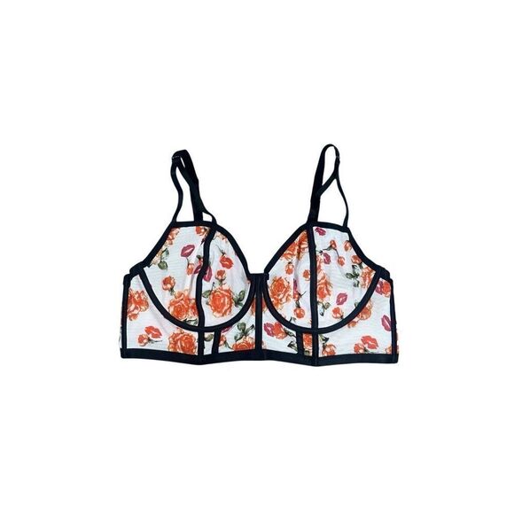 NWT Torrid Curve Unlined Longline Underwire Bra - Mesh Floral Lips Beige Plus 1 - Picture 3 of 11